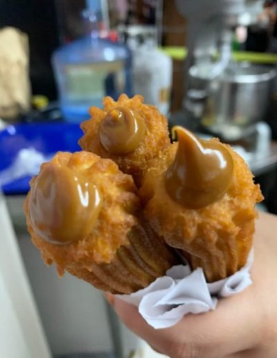 Fresh caramel stuffed churros from Rosas Churros