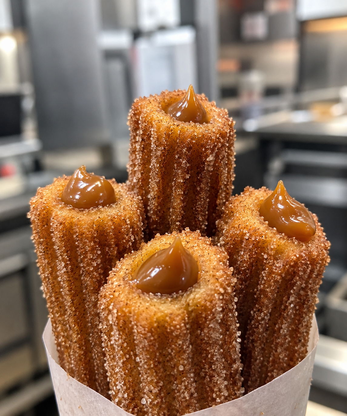 Caramel filled churros from Rosas Churros